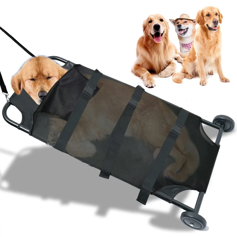 Max Loading 250lbs Large Dog Stretcher with Noiseless Wheels, 45x22 Inch Pet Transport Trolley Animal Gurney Carrier(Unfoldable) - Image 1