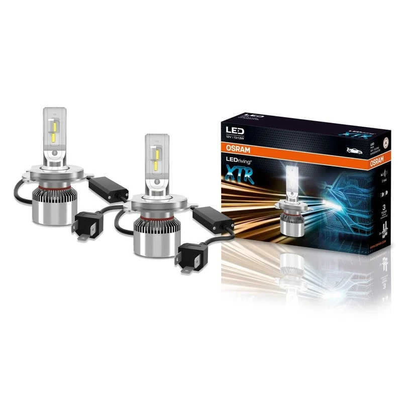 OSRAM LEDriving XTR, ≜H4 LED headlight lamps, cool white LED light, off-road only, 64193DWXTR, folding box (2 lamps)