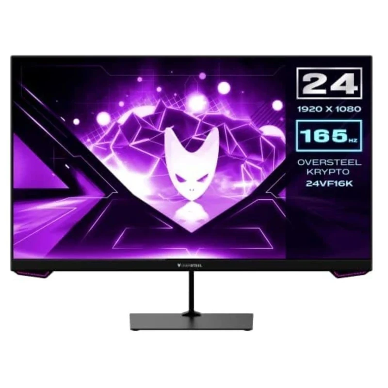 Oversteel - KRYPTO Gaming Monitor LED 24'' FullHD (1920x1080), VA Panel, 16:9, 1ms, 165 Hz, HDMI, Display Port, UK Plug, Black