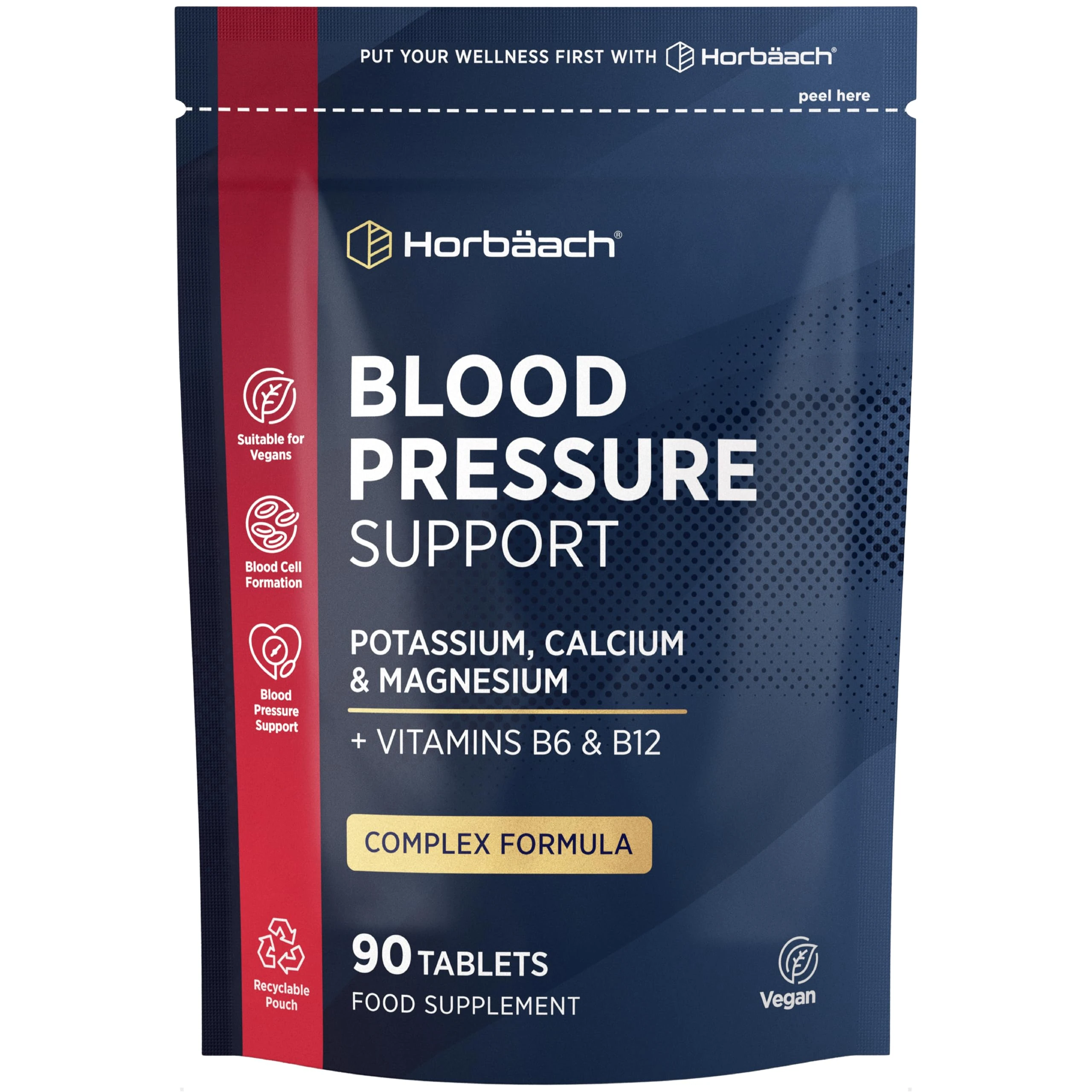Blood Pressure Tablets | Magnesium Supplement with Potassium & Calcium | Blood Pressure Support | 90 Count | Vegan | by Horbaach