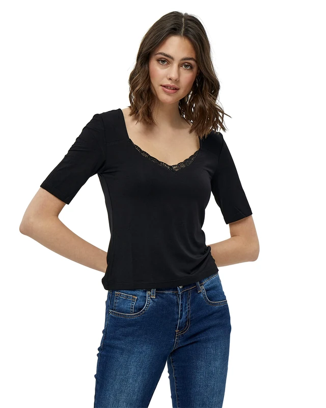 Desires Women's Giselle Lace T-Shirt 9000 Black XS - Image 1