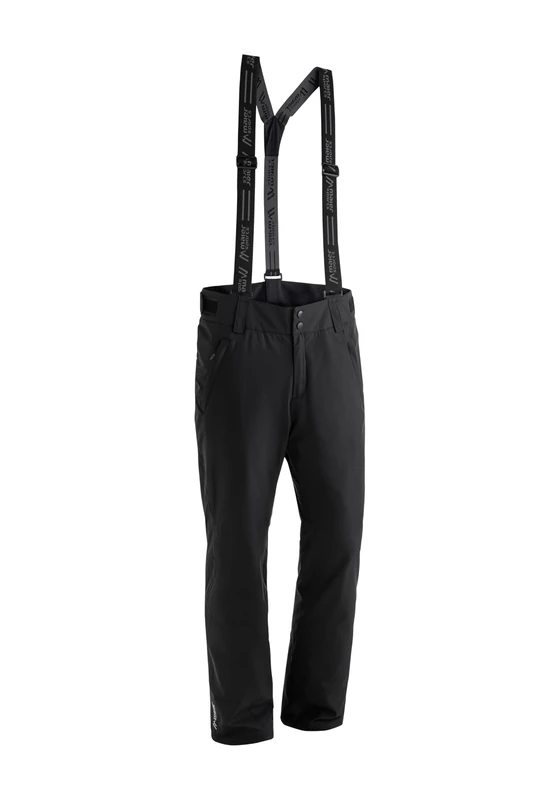 maier sports Corban T, Men's ski pants, Waterproof snow pants with braces, Stretch material and adjustable waistband, PFC-free, MTHERM padding & mTEX weatherproofing Black - Image 1