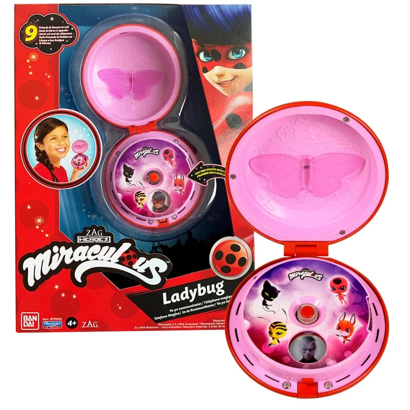 BANDAI - Miraculous - Ladybugs Magic Phone - Role Play Accessory for Dressing up as Ladybug - Sound and Light Toy Miraculous - Speaks French - Toy for Children from 4 Years - P50629