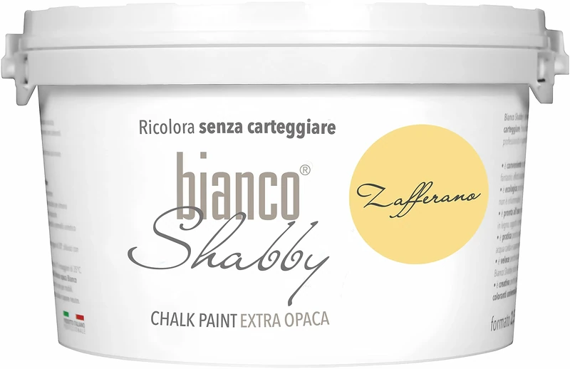 bianco Shabby® Zafferano (Saffron) Water-Based Chalk Paint for All Surfaces – Extra Matt Finish (2.5 Litres)