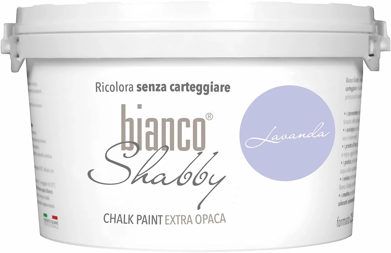 bianco Shabby® Lavanda (Lavender) Water-Based Chalk Paint for All Surfaces – Extra Matt Finish (2.5 Litres)