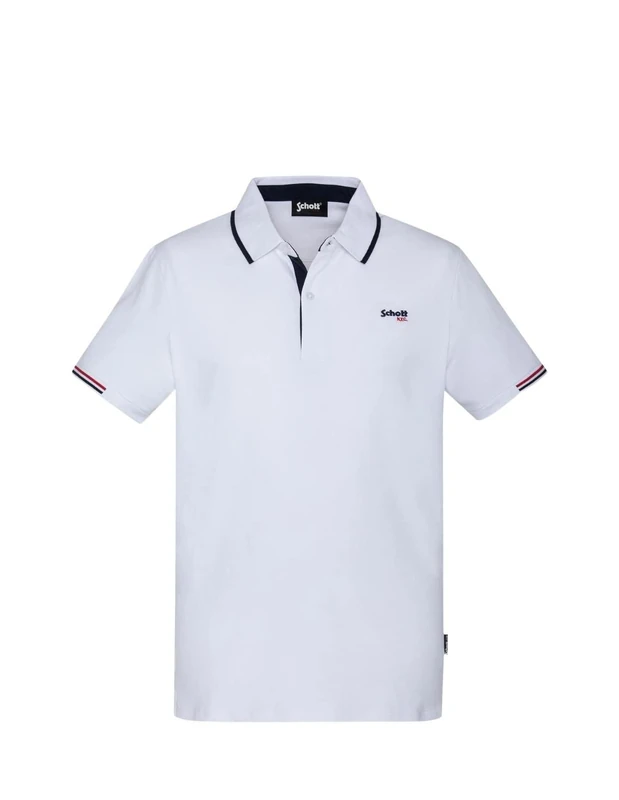 Schott NYC Men's PSDEVON Polo Shirt, White, XL