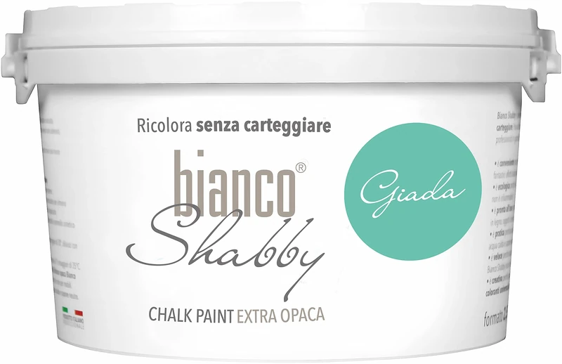 bianco Shabby® Giada (Jade) Water-Based Chalk Paint for All Surfaces – Extra Matt Finish (2.5 Litres)