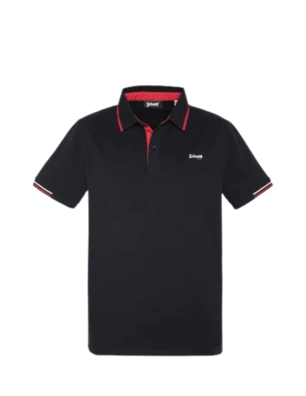 Schott NYC Men's PSDEVON Polo Shirt, Black, XXL