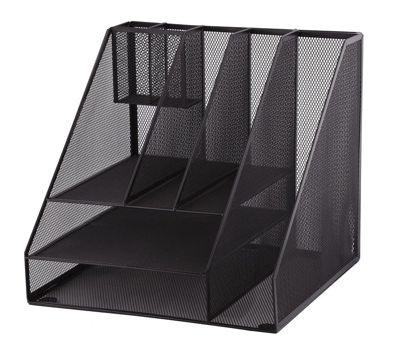 D.RECT Multifunctional Desk Organiser with 8 compartments for Office Supplies | Pen Holder Made of Metal mesh with Lacquer Finish for Home use | Durable Construction | Black