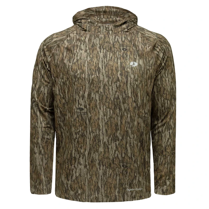 Mossy Oak Men's Camo Hoodie Lightweight Hunting Shirts, Bottomland, L