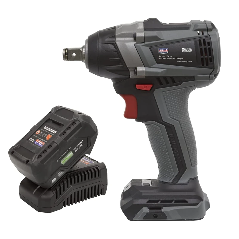 Sealey 20V SV20 Series 4Ah 1/2" Sq Drive Brushless Impact Wrench Kit 300Nm - CP20VIWXKIT1