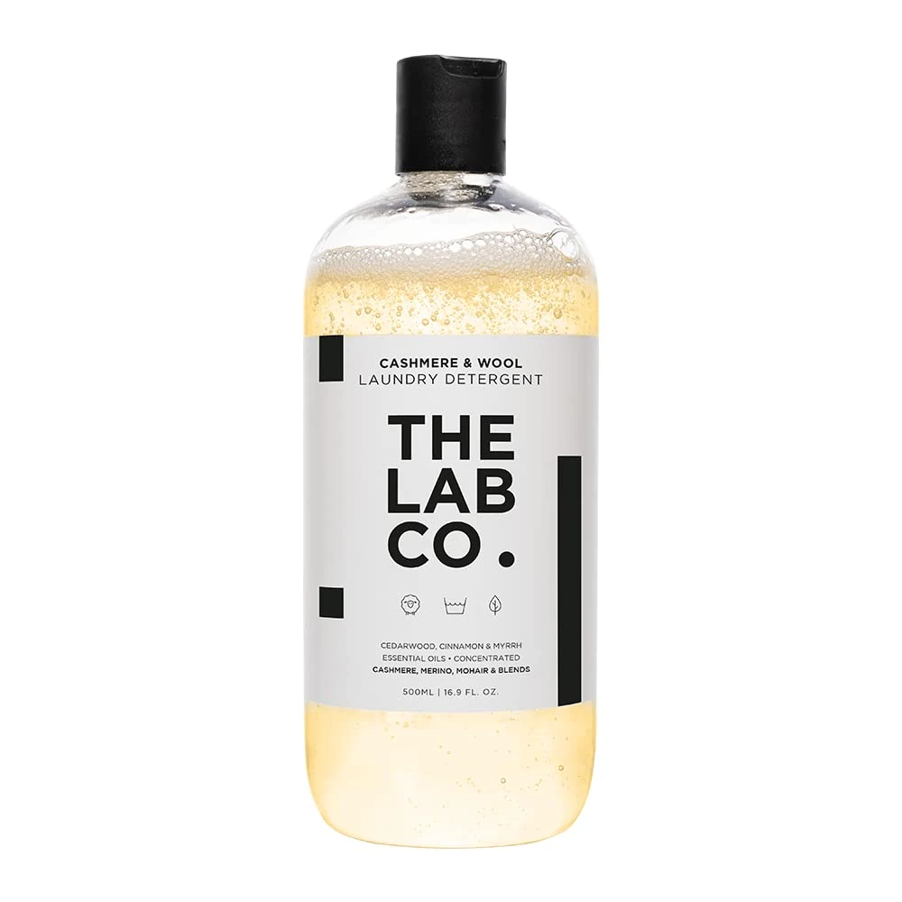 The Lab Co. Cashmere & Wool Laundry Detergent – 500ml (32 Washes) – Gentle Wash for Cashmere, Merino, Mohair & Wool Blends – Hand & Machine Wash Safe – Non-Bio - Myrrh, Cinnamon & Cedarwood Scent