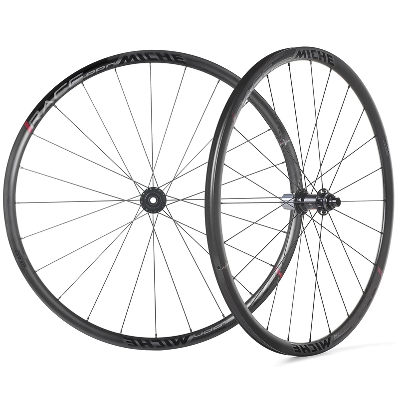 MICHE Race PRO DX Road Wheelset, 622-19C, Black, Compatible with Campagnolo Cassettes