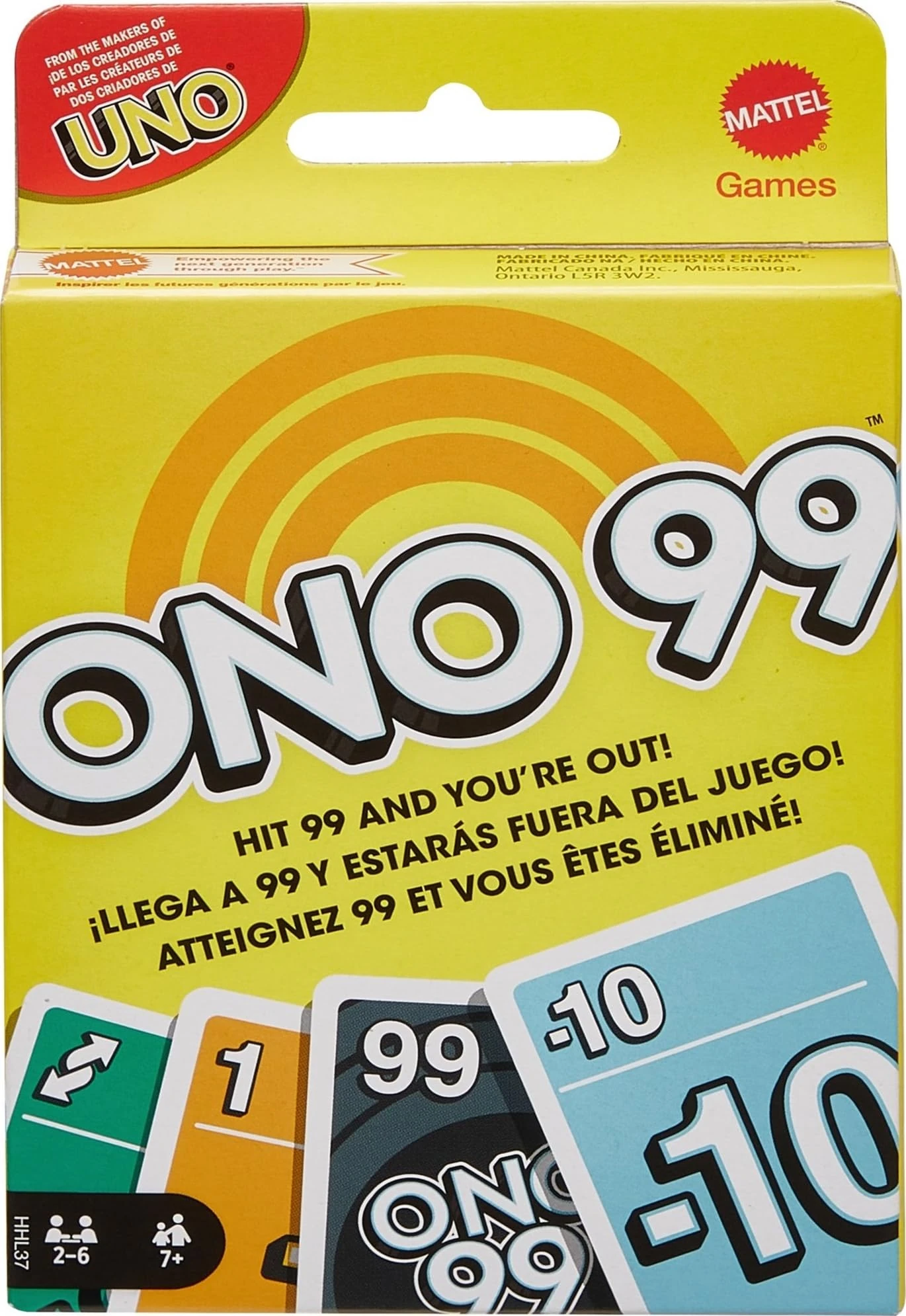 Mattel Games ONO 99 Card Game from the Makers of UNO for Kids, Adults & Families, Add Numbers & Don't Go Over 99, HHL37