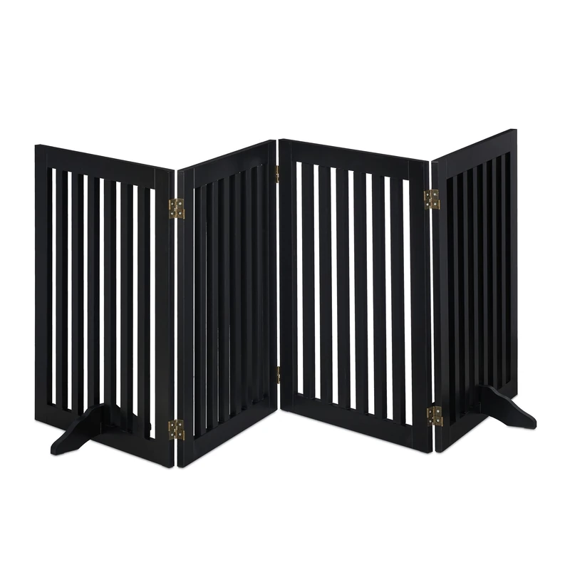 Relaxdays Safety Gate for Children & Pets, with Feet and Floor Protectors, Free-Standing Barrier, 92 x 206.5 cm, Black, Fibreboard