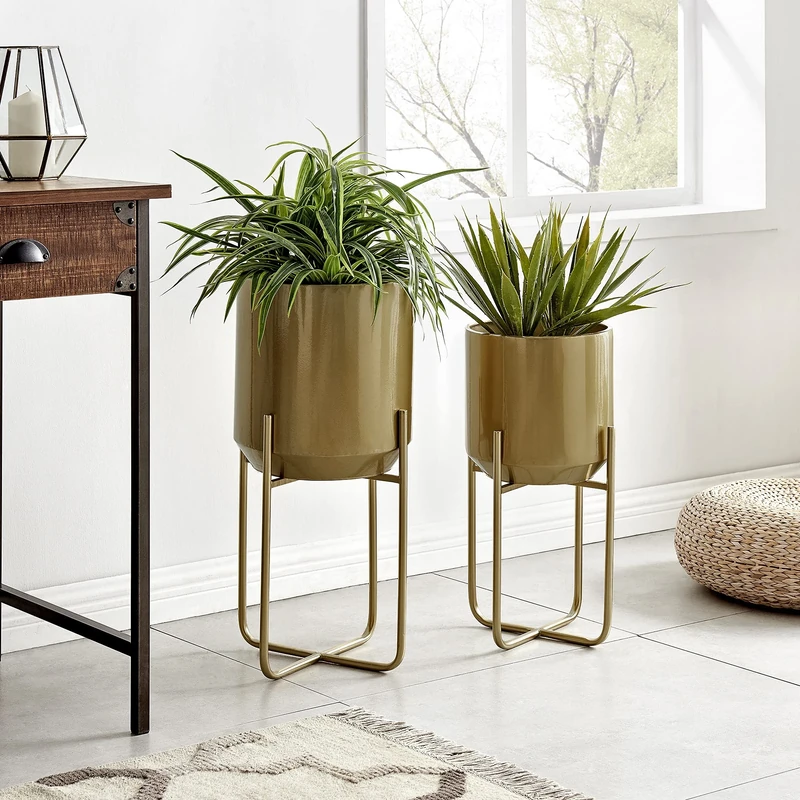 FirsTime & Co. Planters, Metal, Gold, 23.5 in. x 11 in