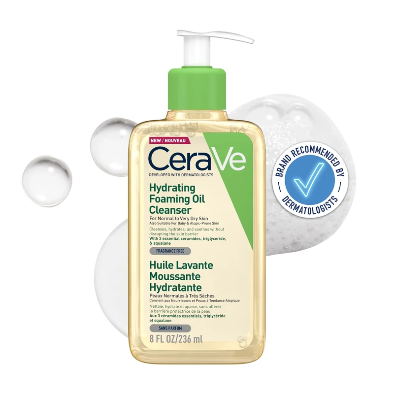 CeraVe Hydrating Foaming Oil Cleanser with Squalane for Normal to Very Dry Skin 236ml