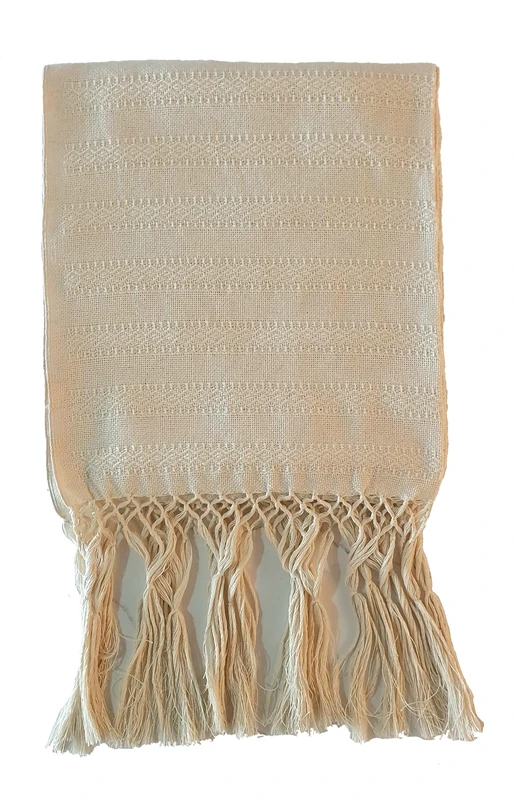 ALKIMIA INC Mexican Handmade Cotton Rebozo Shawl, Ivory, Large