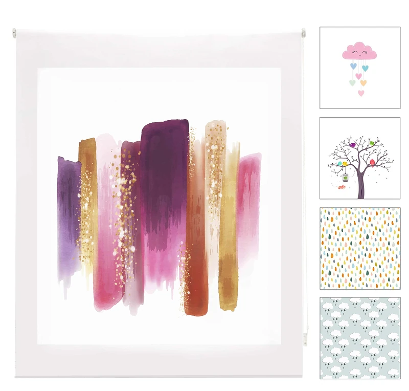 Blindecor Children's Translucent Digital Roller Blind, Paint, 110 x 180 cm (W x H)