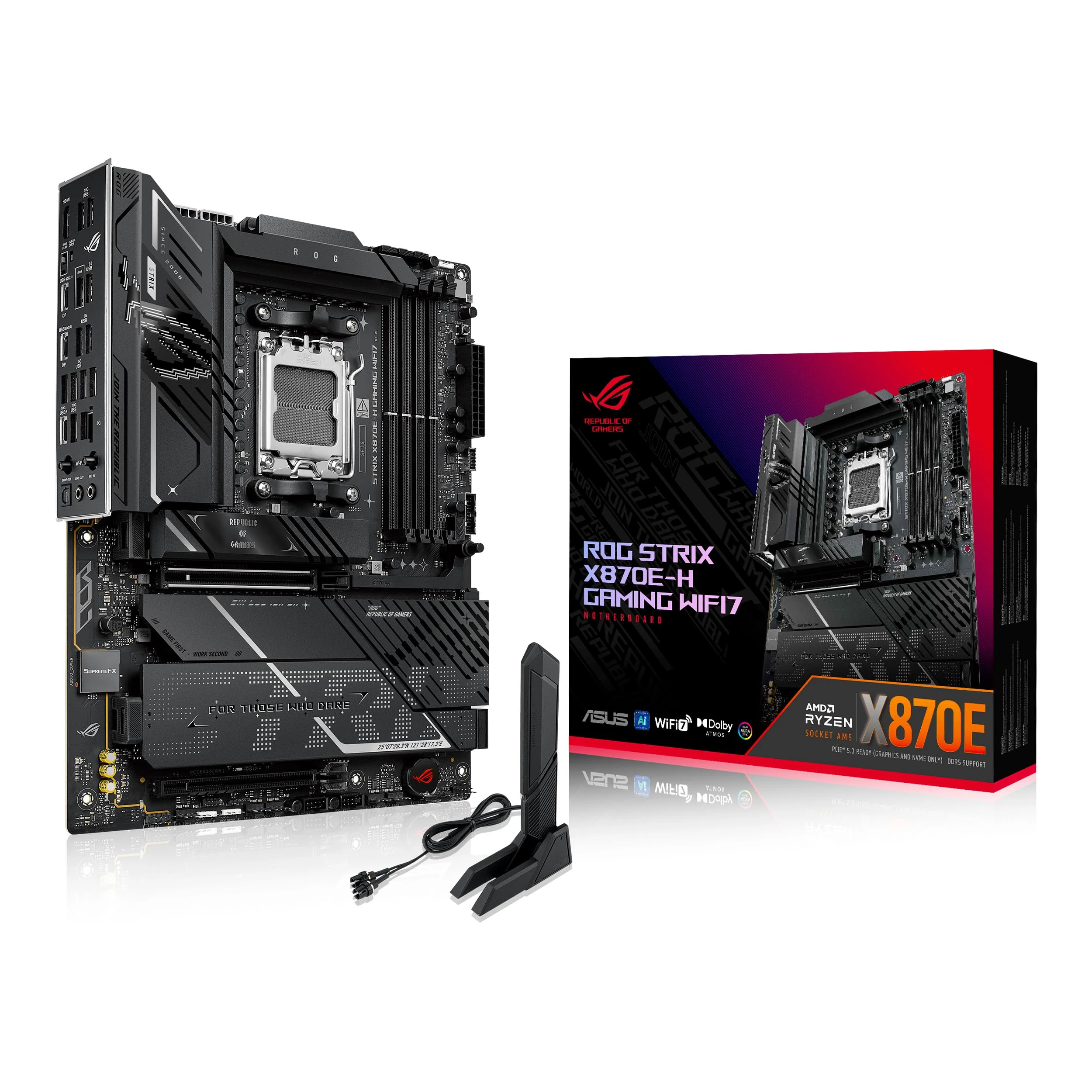 ASUS ROG Strix X870E-H Gaming WIFI7 Motherboard Socket AMD AM5 (ATX, DDR5, WiFi 7, 4X M.2, PCIe 5.0, 2X USB4, PCIe Slot Q-Release, Aura Sync)