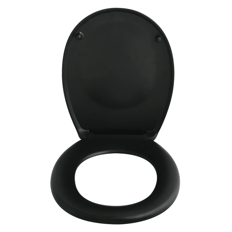Spirella Premium Oval Toilet Lid with Matte Finish and Soft Close Mechanism Antibacterial Toilet Seat Made of Duroplast and Rustproof Stainless Steel Black