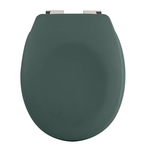 Spirella Neela Thermo Hard Toilet Seat Matt Dark Green ABS Chrome Hinges