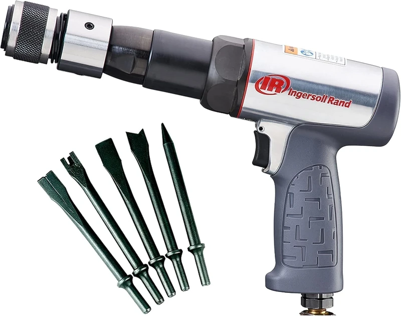 Ingersoll Rand Air Hammer Kit 119MAXHK, Pneumatic Hammer with Long Hexagonal Barrel, for Motor Vehicles and Workshop Vehicles, with 5 Chisels and Case