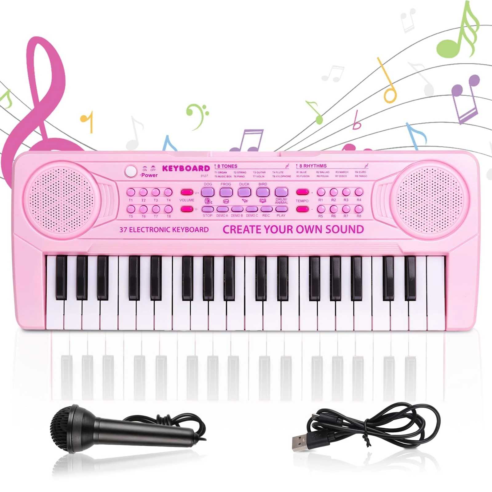 m zimoon Kids Piano Keyboard, 37 Keys Electronic Music Piano for Kids Portable Multi-Function Musical Instruments Educational Toy Birthday Gifts for Boys Girls Children Beginner Ages 3-8 Pink
