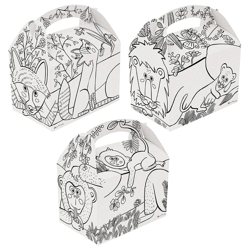 50 Units – Children's Menu Boxes for Colouring 320 g/m2 17 x 16 x 10 cm White Cardboard