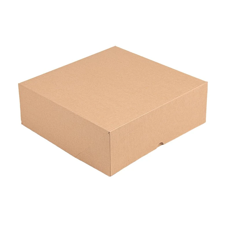 50 Units – Pastry Boxes without Window 'Thepack' 240 g/m2 28 x 28 x 10 cm Natural Corrugated Cardboard Nano-Micro