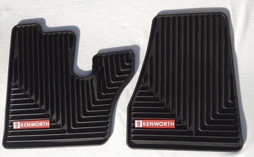 Kenworth OEM Floor Mats for T440 470 600 660 800 W900 - Black Rubber w/Red Logo Fits 2006-2021 (See Years Below)