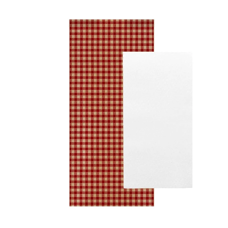 300 units - White Napkins Enf. 'Airlaid' 40X32 Cm 'Just In Time Closed' 40 + 10Pe G/M2 11X25 Cm Red Vichy Kraft Verjurado