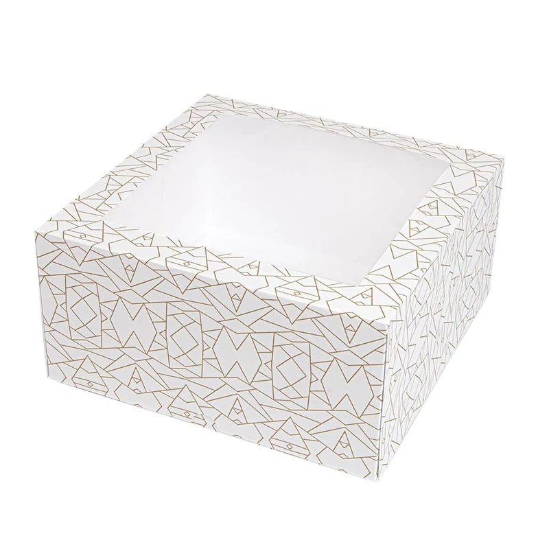 Pack of 50 – Pastry Boxes with Window 'Thepack' 250 g/m2 + Opp 24 x 24 x 12 cm White Wavy Cardboard Nano-Micro