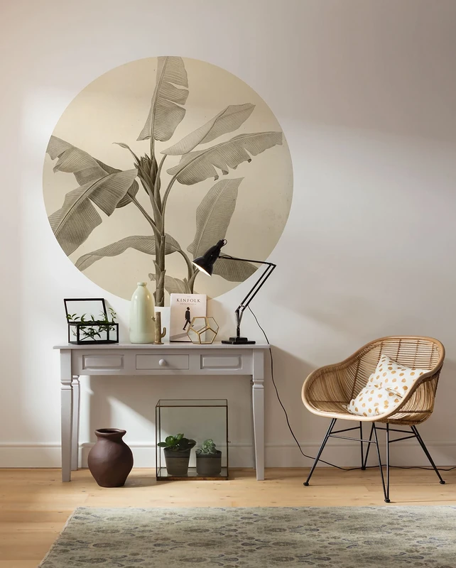 Komar DOT D1-095 Round and Self-Adhesive Non-Woven Photo Wallpaper Banana Plant Diameter 125 cm Banana Wallpaper Wall Sticker Bedroom Living Room Wall Decoration