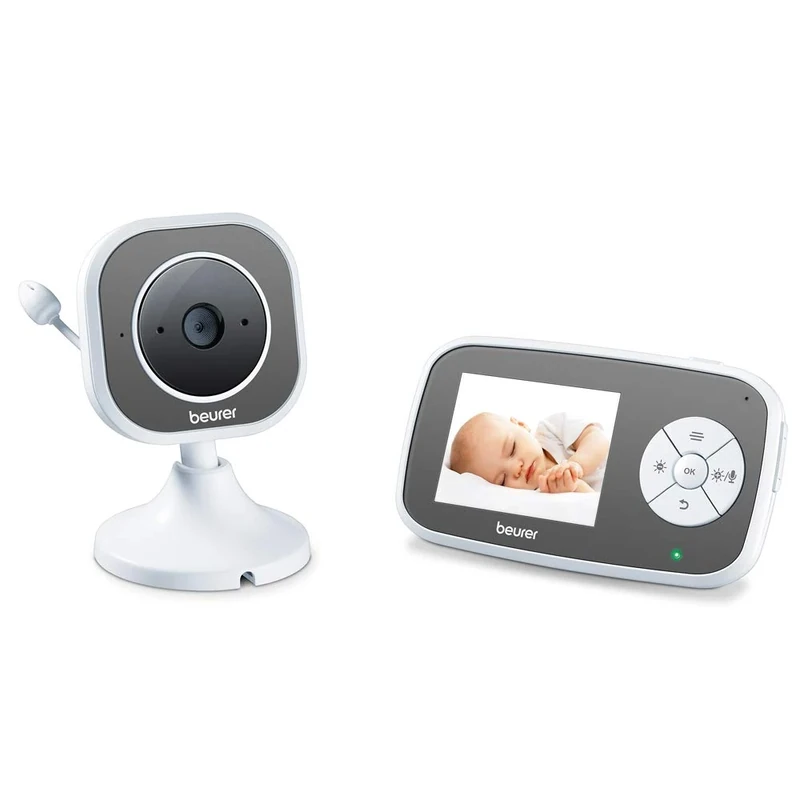 Beurer BY110 Video Baby Monitor with Infrared Night Vision and Room Temperature Display, Nursery Camera with up to 300 Metre Range, Lullabies & Intercom Function