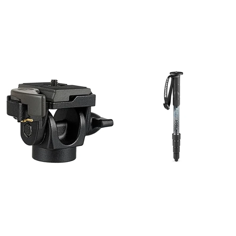 Manfrotto Element MII MMELMIIA5BK, Lightweight 5-section Aluminium Travel Camera Monopod, Black & 234RC Monopod Tilt Head with Quick Release, Black