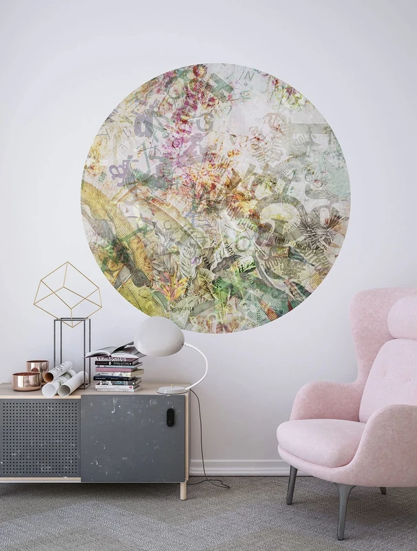 Komar DOT D1-080 Round and Self-Adhesive Non-Woven Photo Wallpaper - Round Stories - Diameter 125 cm - Floral, Flowers, Wallpaper, Wall Sticker, Bedroom, Living Room, Wall Decoration
