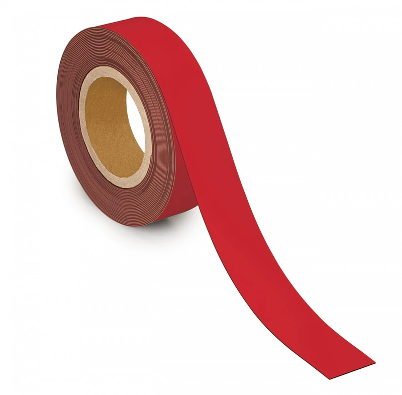 MAUL Labelling Tape 40 mm x 1 mm, Writeable Tape with Magnetic Backing, Versatile in Office, Workshop, Warehouse and Kitchen, Can Be Cut to Size, 10 m Length, Red - Image 1