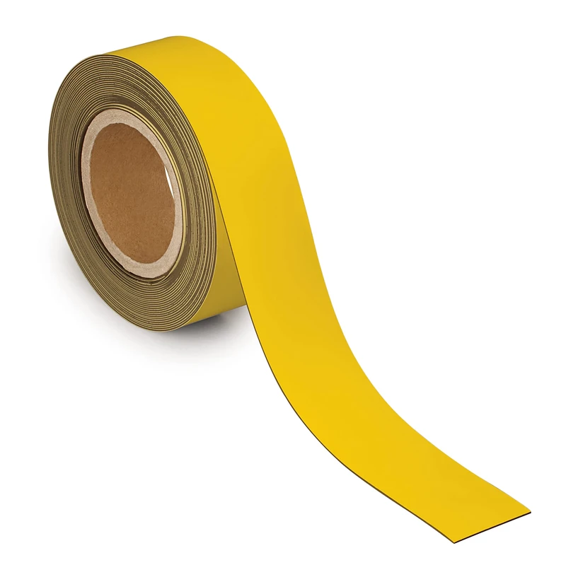 MAUL Labelling Tape 50 mm x 1 mm | Writeable Tape with Magnetic Back | Versatile Use in Office, Workshop, Warehouse and Kitchen | Can be Cut to Size | 10 m Length | Yellow