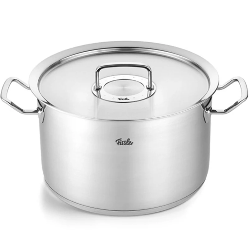 Fissler Original Professional Collection Stainless Steel Saucepan Diameter 28 cm 10.0 litres with Metal Lid, Interior Scale – Induction 084-128-28-000/0