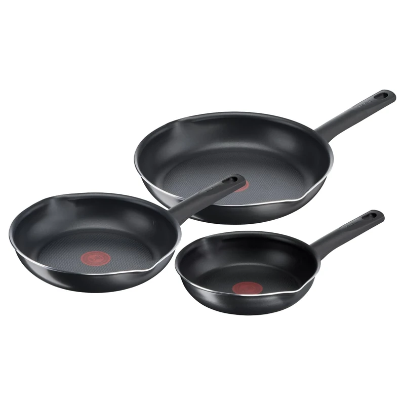 Tefal B56490 Day By Day On 3-Piece Pan Set 20/24/28 cm | Non-Stick Cookware | High Performance Titanium Non-Stick Coating | Black [Not suitable for induction]