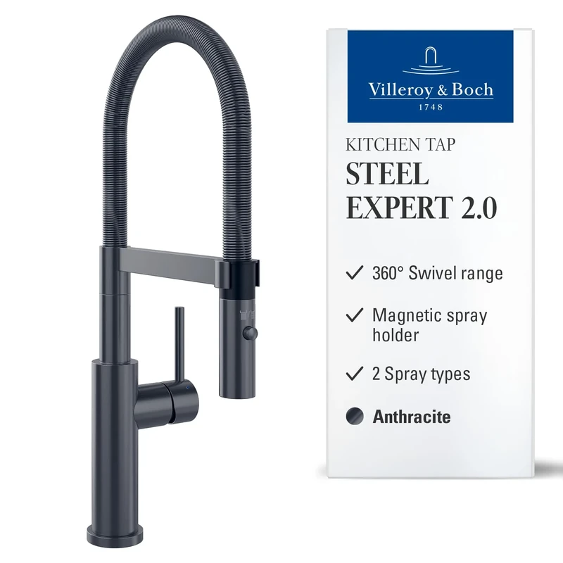Villeroy & Boch VB-9280 00 05, Kitchen Sink tap Steel Expert 2.0, Anthracite