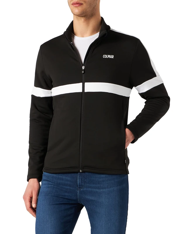 Colmar Men's Sweatshirt Dress Coat, Black-Black-White, XL