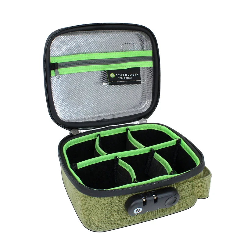 STASHLOGIX Smell Control Bag with Combination Lock Smell Free Storage Bag: The Silverton (Medium-Green)