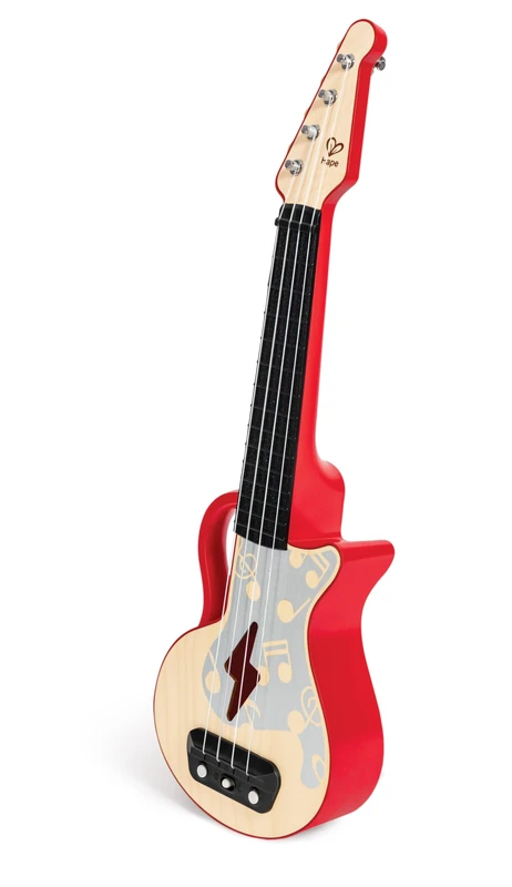 Hape Learn with Lights Ukulele-Red | Electric with Tunable Strings & Guiding Lights | Ukulele for Kids 3 Years and Up