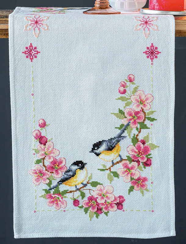 Vervaco Embroidery Kit, Birds and Blossoms (11 Count), 32x84cm