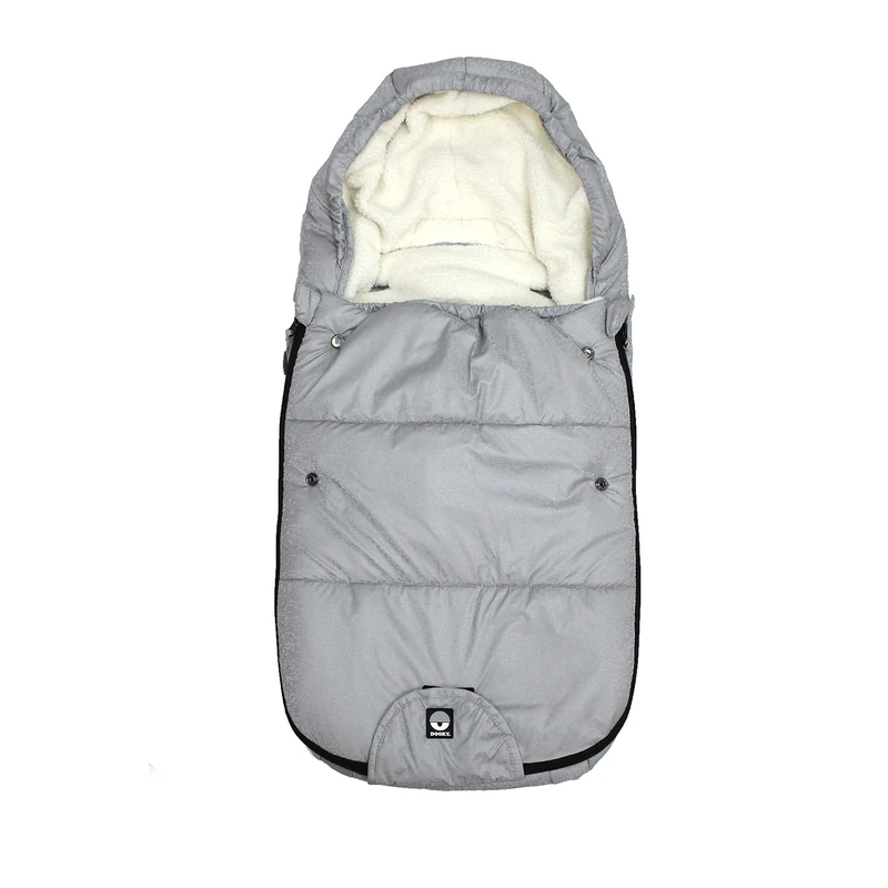 Dooky Footmuff for Pram/ Stroller/ Pushchair/ Car Seat, Universal Fit, Water and Wind Resistant, Double Zip, 3- and 5-Point Straps, 0-9 Months, Small, Silver Sky