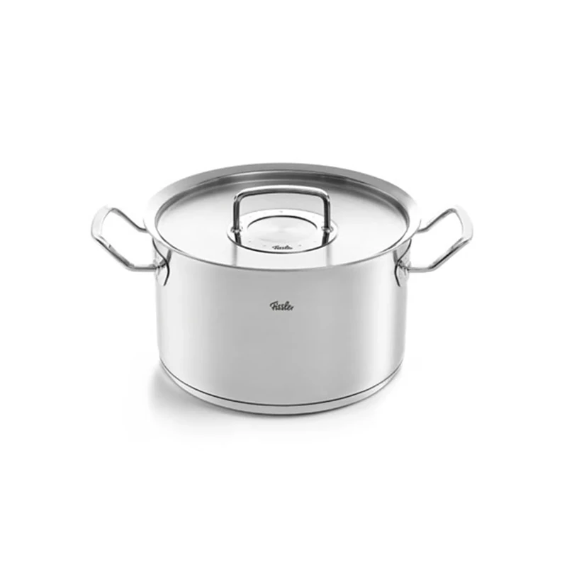 Fissler Original Professional Collection Stainless Steel Saucepan Diameter 24 cm 6.3 litres with Metal Lid, Interior Scale – Induction, 084-128-24-000/0