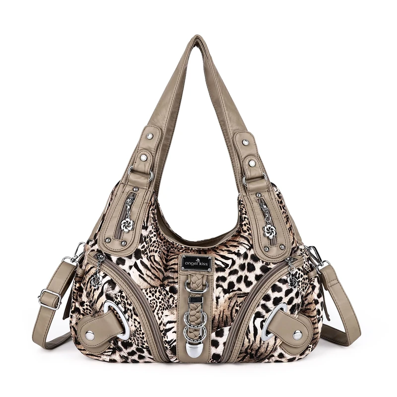 Angel Kiss Hobo Purses and handbags for Women Satchel Handbag Women Purses Large Daily Shoulder Bags, Brown/Beige, XL