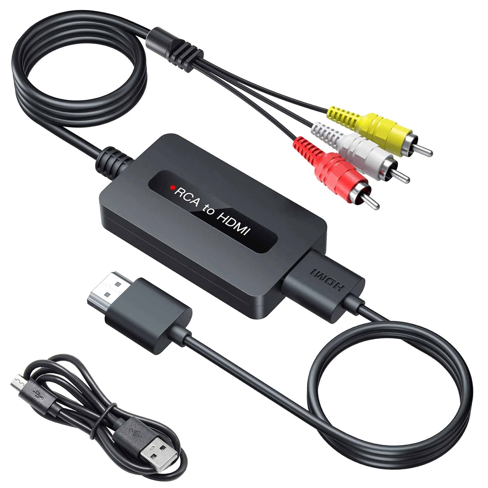 SUNNATCH Male RCA to HDMI Converter, Composite CVBS AV to HDMI Converte, Full HD 720P/ 1080P Output Switch